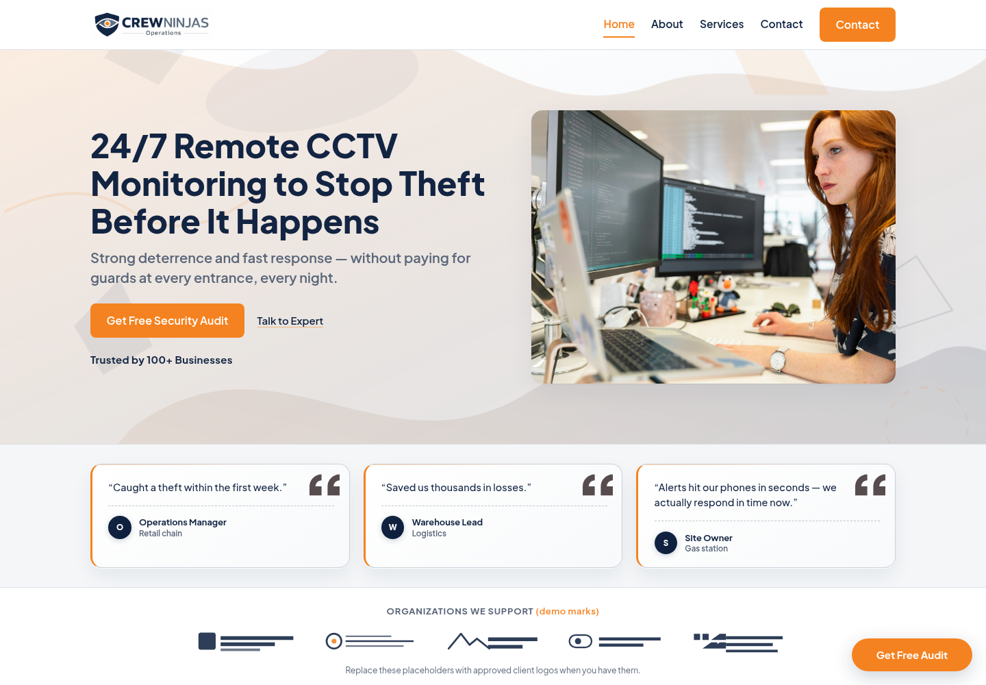 CrewNinjas CCTV website preview